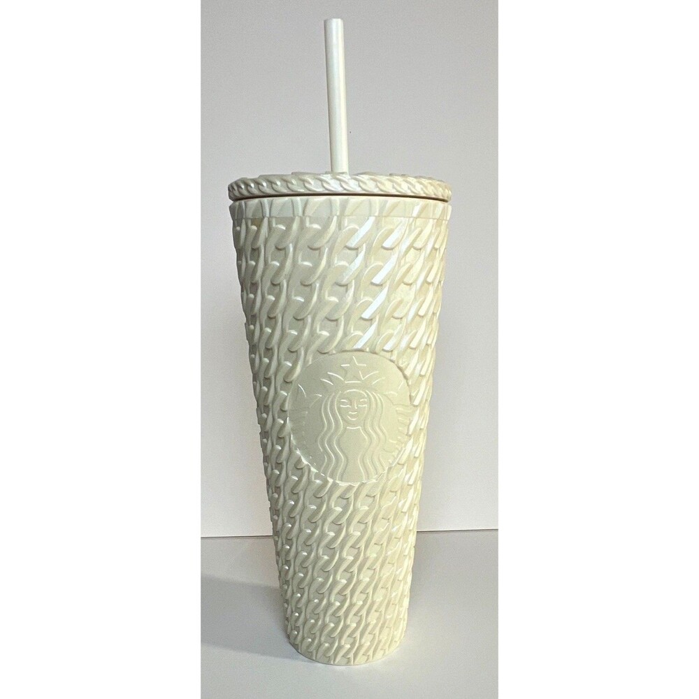 Starbucks White Textured Reusable Cold Cup Tumbler with Lid & Straw